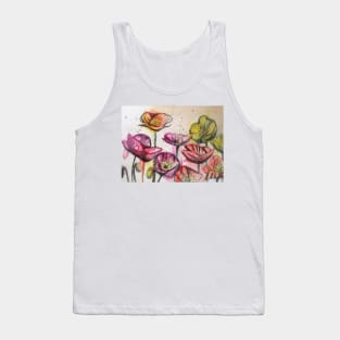 Red Poppy Watercolor Painting Tank Top